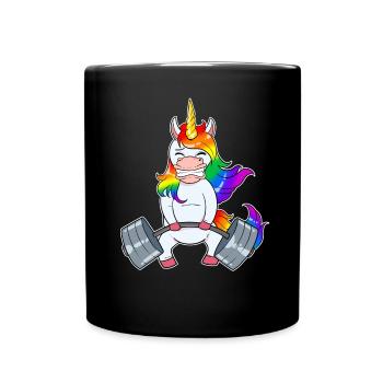 Body building unicorn muscle building dumbbell workout - Full Colour Mug - black - Front