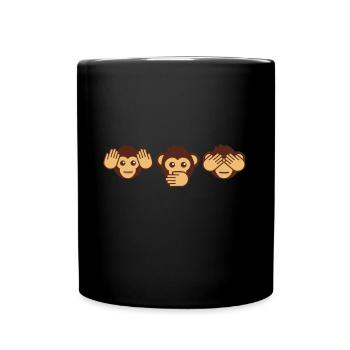 Drei Affen - einer blind, einer taub, einer stumm - Tasse einfarbig - Schwarz - Vorne