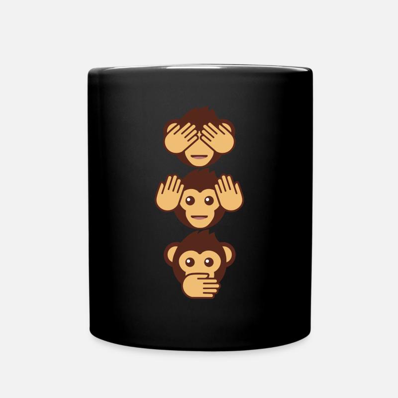 Drei Affen - einer blind, einer taub, einer stumm - Tasse einfarbig - Schwarz