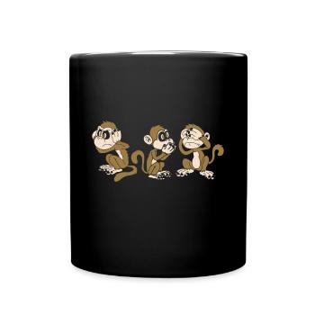 Drei Affen - einer blind, einer taub, einer stumm - Tasse einfarbig - Schwarz - Vorne