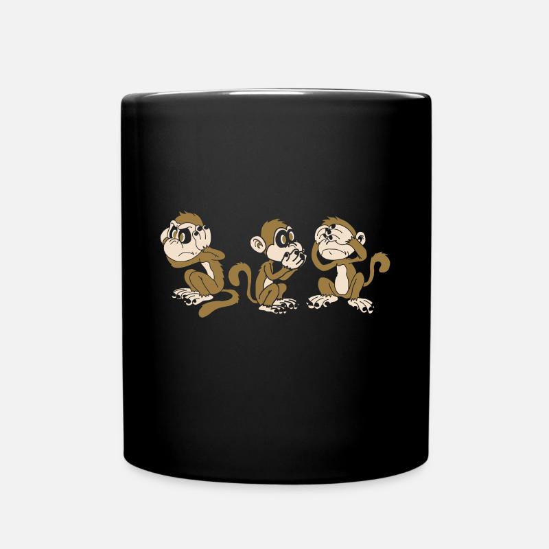 Drei Affen - einer blind, einer taub, einer stumm - Tasse einfarbig - Schwarz