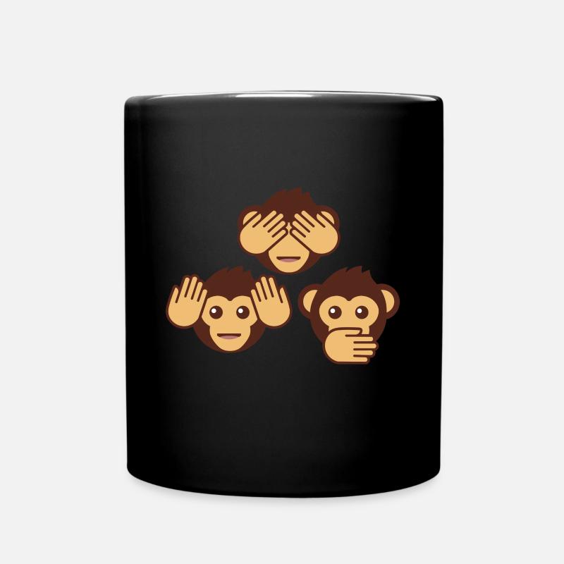 Trois singes - un aveugle, un sourd, un muet - Mug uni - noir