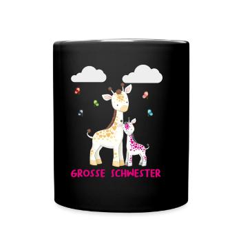 Giraffe Große Schwester Grosse Schwester Sister - Tasse einfarbig - Schwarz - Vorne
