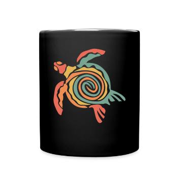 Schildkröte retro Style - Tasse einfarbig - Schwarz - Vorne