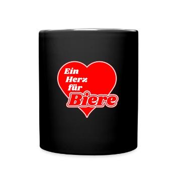 Ein Herz für Biere lustiges Herz Bier Shirt - Tasse einfarbig - Schwarz - Vorne