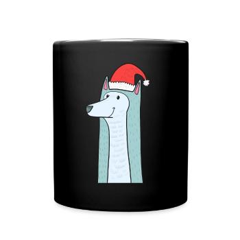 Wolf dog Christmas kids shirt gift - Full Colour Mug - black - Front