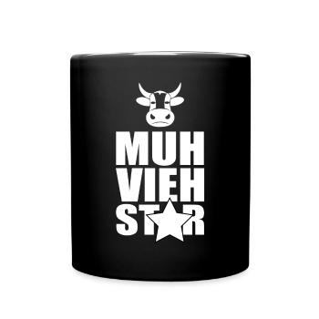 Muh vieh star mit cow head und star - Tasse einfarbig - Schwarz - Vorne