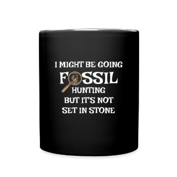 Vintage Fossil Hunting Gift for Paleontologists, - Full Colour Mug - black - Front