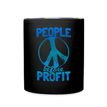 People before Profit Peace Human Rights - Full Colour Mug - black - Front