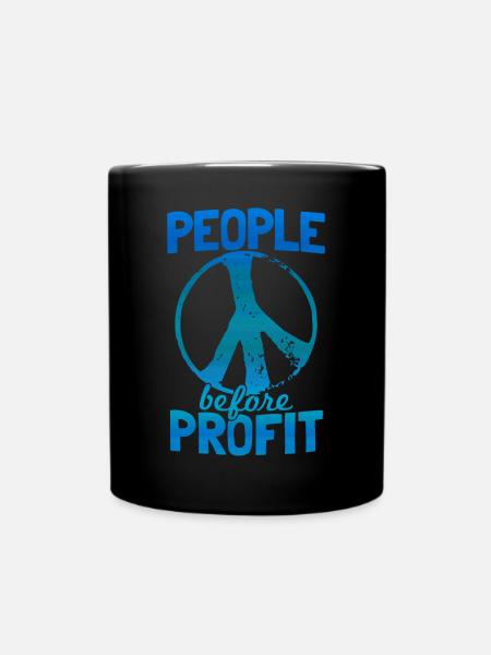 People before Profit Peace Human Rights - Full Colour Mug - black