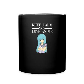 Keep Calm Cute Anime School Uniform Girl Gift - Full Colour Mug - black - Front