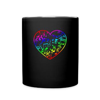 Arc-en-ciel coeur de musique chemise pour le chant et les sons S - Mug uni - noir - Devant