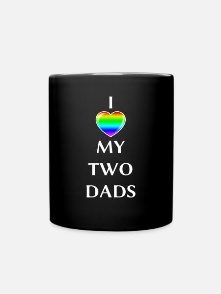 I love my 2 Dads Shirt for LGBT Gay Men Arc-en-ciel - Mug uni - noir