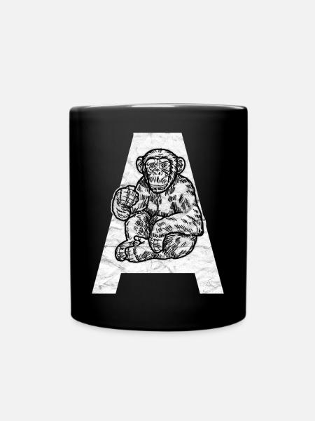 Affe Primat Schimpanse - Tasse einfarbig - Schwarz