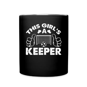 Lustiges Mädchen-Fußball-Torhüter-Geschenk für Fußball - Tasse einfarbig - Schwarz - Vorne