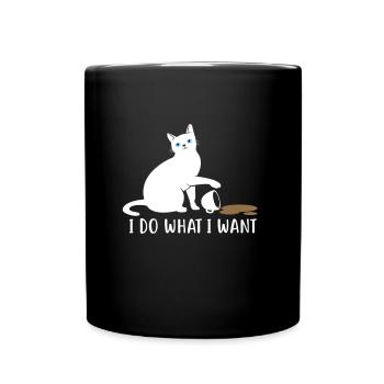 Lustig Katze Katzen Liebhaber Cats Kaffee Geschenk - Tasse einfarbig - Schwarz - Vorne
