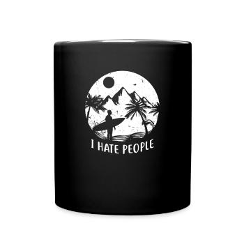 Je déteste les gens cadeau surfeur - Mug uni - noir - Devant