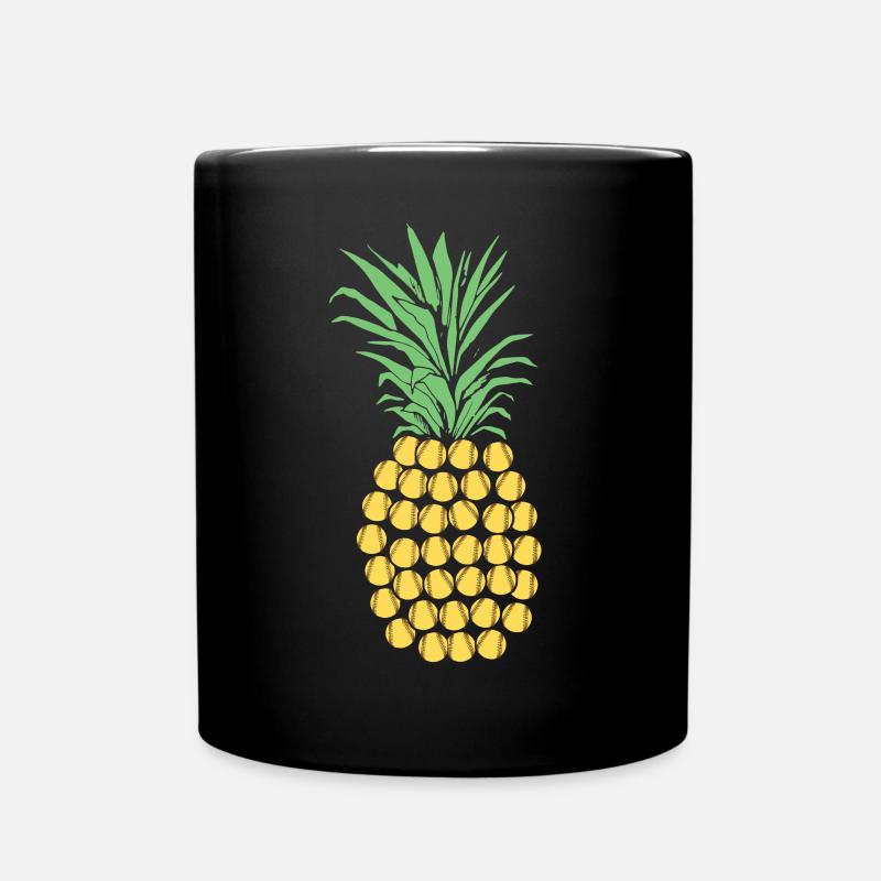 Softball pineapple gift - Full Colour Mug - black