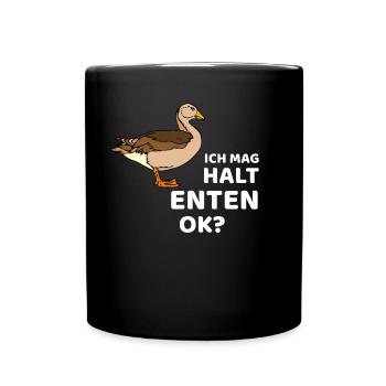 Ich mag halt Enten - Tasse einfarbig - Schwarz - Vorne