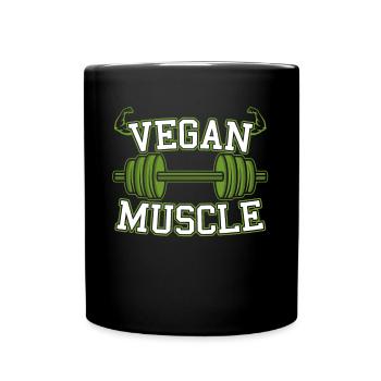 Vegan Muscle Vegan Bodybuilding Fitness Gift - Full Colour Mug - black - Front