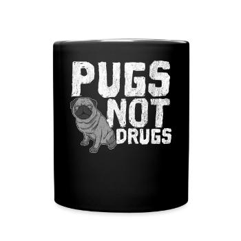 Pugs No Drugs - Full Colour Mug - black - Front