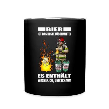 Freiwillige Feuerwehr Feuerwehrmann Bier Geschenk - Tasse einfarbig - Schwarz - Vorne