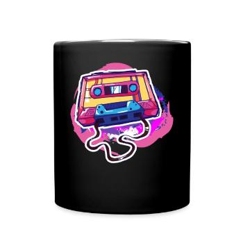 80er 90er Tape Audio Kassette - Tasse einfarbig - Schwarz - Vorne