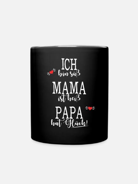 Papa Mama Baby Vatertag Glueck - Tasse einfarbig - Schwarz