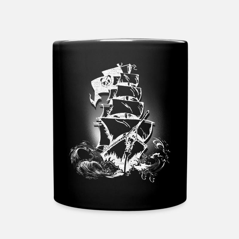 Pirate ship pirate panda panda bear eye patch - Full Colour Mug - black