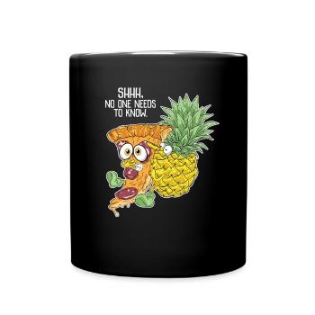 Lustiges Design Ananas mit Pizza - Tasse einfarbig - Schwarz - Vorne