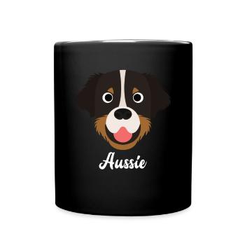 Aussie - Australian Shepherd Dog - Full Colour Mug - black - Front