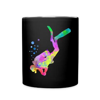 Taucher Motiv - Tasse einfarbig - Schwarz - Vorne