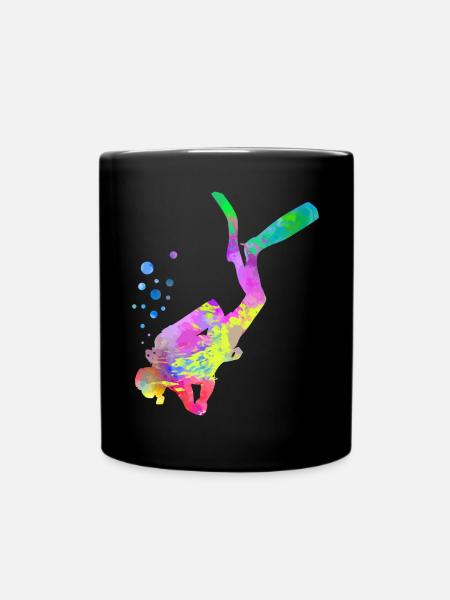 Diver motif - Full Colour Mug - black