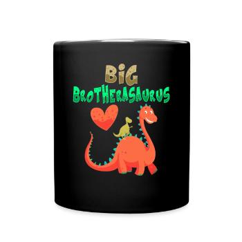 Big Brotherasaurus Dinosaurier Grosser Bruder - Tasse einfarbig - Schwarz - Vorne