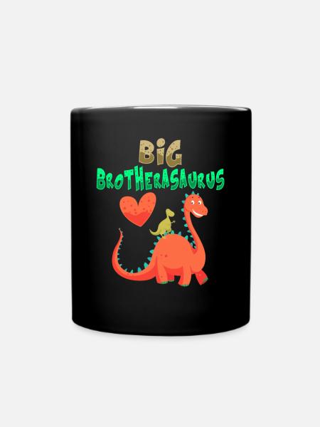 Big Brotherasaurus Dinosaurier Grosser Bruder - Ensfarvet krus - sort