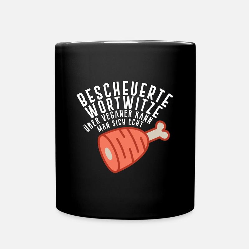 vegan joke ham saying funny meat eater - Full Colour Mug - black