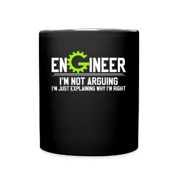 Zahnrad Ingenieur - Tasse einfarbig - Schwarz - Vorne