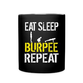 Funny Burpees Workout Obstacle Course Race Bootcamp - Full Colour Mug - black - Front