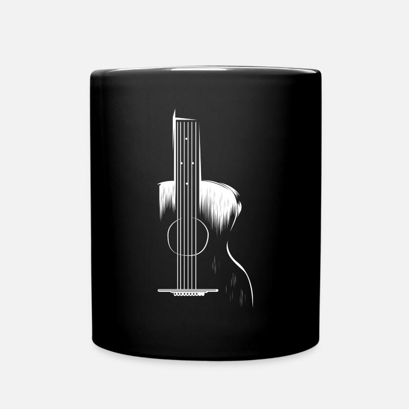Guitare acoustique guitariste cadeau noir et blanc - Mug uni - noir