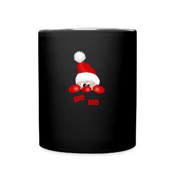 Merry Christmas Weihnachten ho ho Weihnachtsmann - Tasse einfarbig - Schwarz - Vorne
