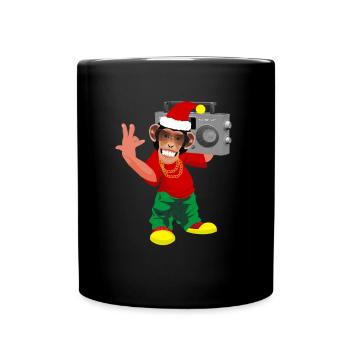 Rap Affe Weihnachten Musik Weihnachtszeit - Tasse einfarbig - Schwarz - Vorne