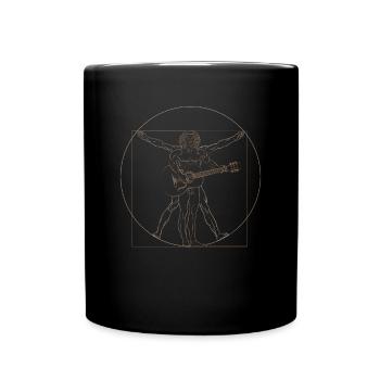 Da Vinci Rock Gitarre Gitarrist Retro Geschenk - Tasse einfarbig - Schwarz - Vorne