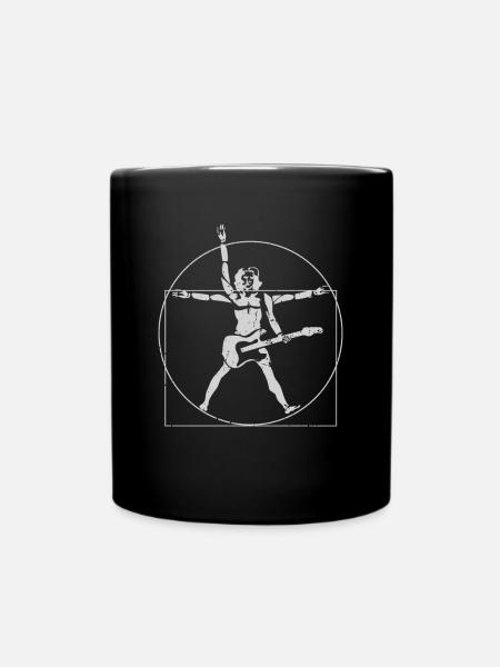 Da Vinci Hardrock Guitar Guitarist Retro Gift - Mug uni - noir
