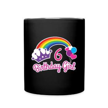 Chemise pour fille 6e anniversaire arc-en-ciel - Mug uni - noir - Devant
