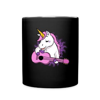Musik Einhorn Gitarre Banjo Ukulele Geschenk Idee - Tasse einfarbig - Schwarz - Vorne