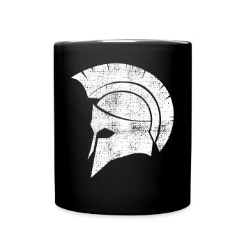 Troja Helm Krieger Pferd - Tasse einfarbig - Schwarz - Vorne