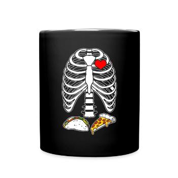 Pizza Taco Guacamole Skelett Rippen Geschenk - Tasse einfarbig - Schwarz - Vorne