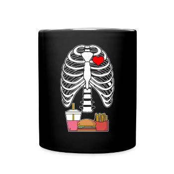Cadeau de côtes de squelette hamburgers frites - Mug uni - noir - Devant