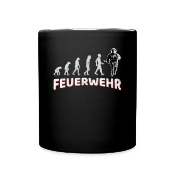 Evolution Feuerwehr Feuerwehrmann Notruf 112 - Tasse einfarbig - Schwarz - Vorne
