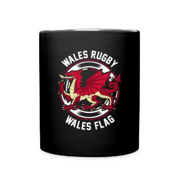 Wales rugby Fan shirt Welsh flag gift - Full Colour Mug - black - Front